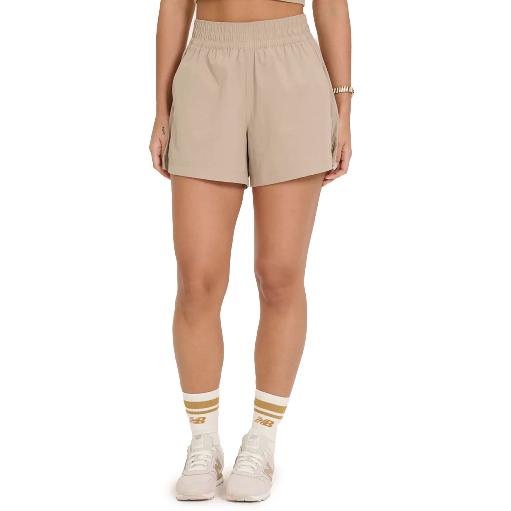 New Balance Shorts WS43171B-LMR F TREND SMALL Nude Mushroom Claro Poliester -4-